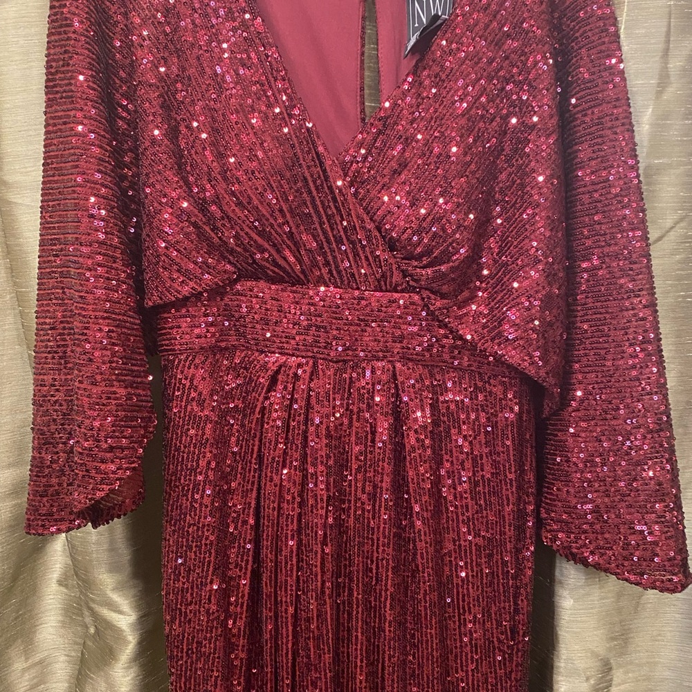 Elegant Red Sequin Evening Gown Sz4